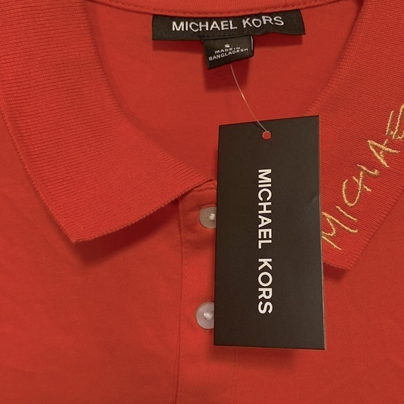 Michael Kors polo shirt NWT! Size S orange with embroidered detail on collar - Picture 6 of 9